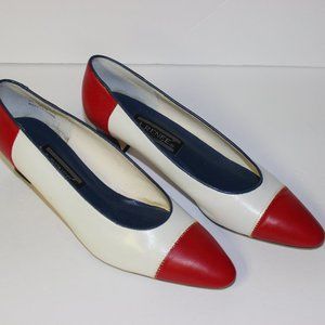 VINTAGE "J. RENEE" RED/WHITE/BLUE HEELS SZ 8 1/2 N
